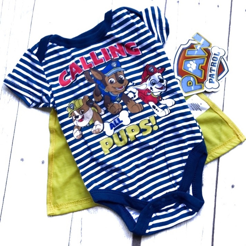NWT paw patrol 0-3 month onesie attachable cape